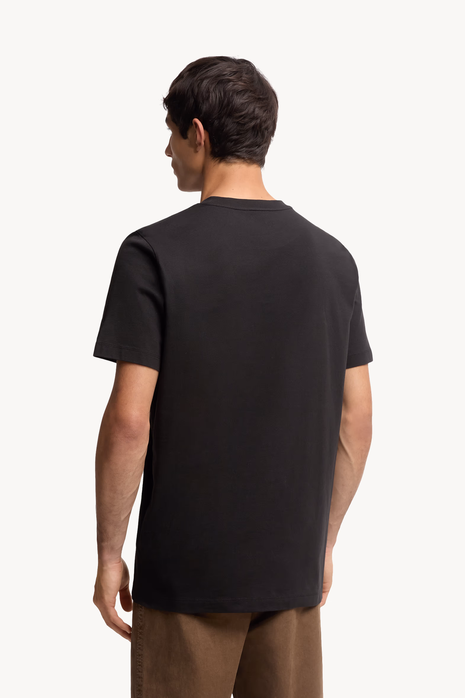 Flocked Logo Cotton T-Shirt Men Black Moncler 5